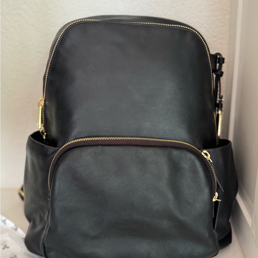 Tumi Black Leather Backpack